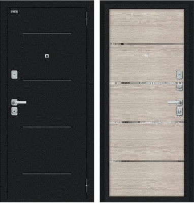 Дверь Браво Лайн/BChrome Букле черное/Cappuccino Melinga